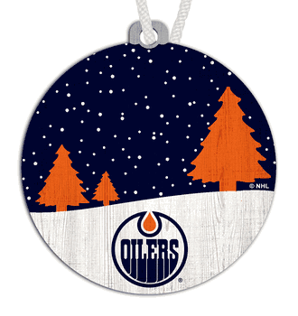 Oilers Snow Scene Ornament