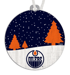 Oilers Snow Scene Ornament