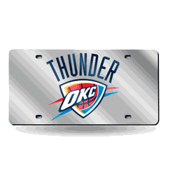 Oklahoma City Thunder  12" x 6" Silver Laser Cut Tag For Car/Truck/SUV