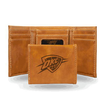 Oklahoma City Thunder Brown Laser Engraved Tri-Fold Wallet