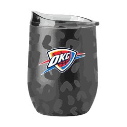 Oklahoma City Thunder Leopard 16oz Black Powdercoat Curved Beverage