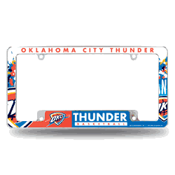 Oklahoma City Thunder Primary 12" x 6" Chrome All Over Automotive License Plate Frame for Car/Truck/SUV