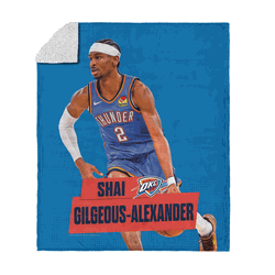 Oklahoma City Thunder Shai Gilgeous-Alexander NBA  Silk Touch Sherpa Throw Blanket 50x60 inches