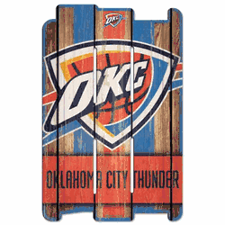 Oklahoma City Thunder Sign 11x17 Wood Fence Style
