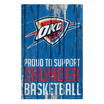 Oklahoma City Thunder Sign 11x17 Wood Proud to Support Design