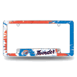 Oklahoma City Thunder Tie Dye 12" x 6" Chrome All Over Automotive License Plate Frame for Car/Truck/SUV