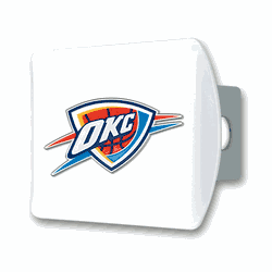 Oklahoma City Thunder White Metal Hitch Cover with  3D Color Emblem