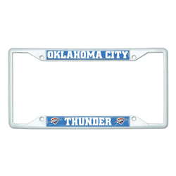 Oklahoma City Thunder White Metal License Plate Frame - 6.25"x12.25"