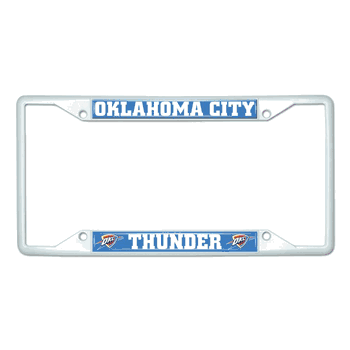 Oklahoma City Thunder White Metal License Plate Frame - 6.25