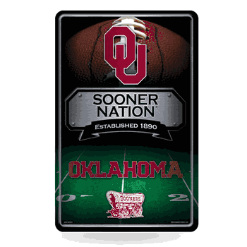 Oklahoma Sooners 11X17 Large Embossed Metal Wall Sign