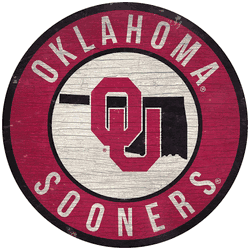 Oklahoma Sooners 12 in. Circle w/ State Sign