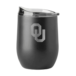 Oklahoma Sooners 16oz Etch Black Powder Coat Curved Beverage