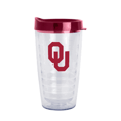 Oklahoma Sooners 16oz Flipside Dbl Wall Clear Tumbler