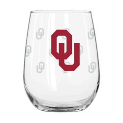 Oklahoma Sooners 16oz Satin Etch Curved Beverage Glass