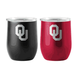 Oklahoma Sooners 16oz Yours and Mine Etch Powdercoat Curved Beverage Set