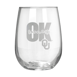 Oklahoma Sooners 17oz Stemmless Wine Glass