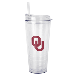 Oklahoma Sooners 22oz Flipside Dbl Wall Clear Tumbler