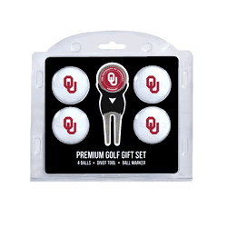Oklahoma Sooners 4 Ball Gift Set + Divot Tool & Marker