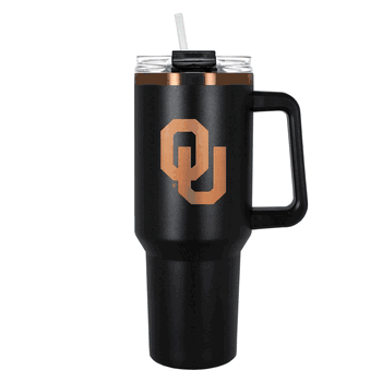 Oklahoma Sooners 40oz Black and Copper Colossus Travel Mug with Straw
