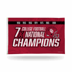 Oklahoma Sooners 7 Time College Football Champs Banner Flag