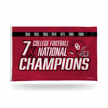 Oklahoma Sooners 7 Time College Football Champs Banner Flag