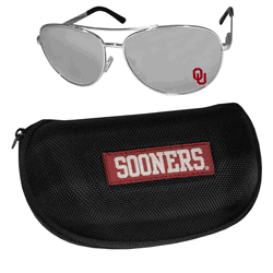Oklahoma Sooners Aviator Sunglasses and Zippered Carrying Case