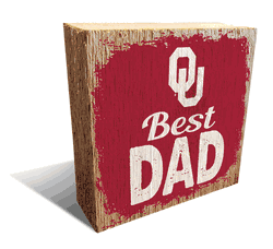 Oklahoma Sooners Best Dad 6x6 Wood Block