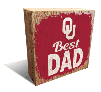 Oklahoma Sooners Best Dad 6x6 Wood Block