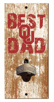 Oklahoma Sooners Best Dad Bottle Opener Wood Sign