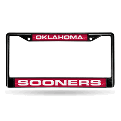 Oklahoma Sooners Black 12" x 6" Black Laser Cut Chrome Frame