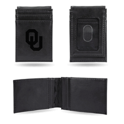 Oklahoma Sooners Black Laser Engraved Front Pocket Wallet