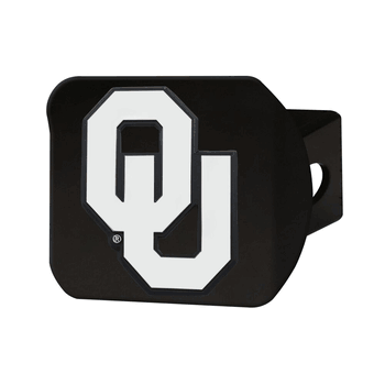 Oklahoma Sooners Black Metal Hitch Cover with Metal Chrome 3D Emblem