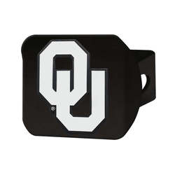 Oklahoma Sooners Black Metal Hitch Cover with Metal Chrome 3D Emblem