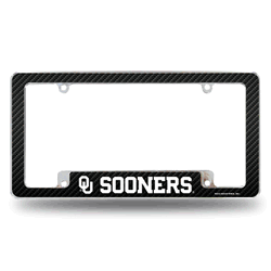 Oklahoma Sooners Carbon Fiber 12" x 6" Chrome All Over Automotive License Plate Frame for Car/Truck/SUV