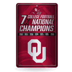 Oklahoma Sooners Champ 11" x 17" Metal Home Dcor Sign