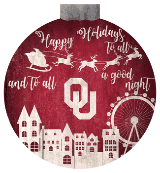 Oklahoma Sooners Christmas Village 12in Wall Art