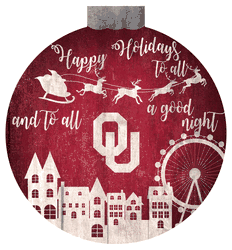 Oklahoma Sooners Christmas Village 12in Wall Art