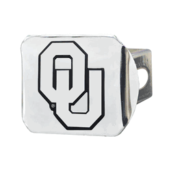 Oklahoma Sooners Chrome Metal Hitch Cover with Chrome Metal 3D Emblem