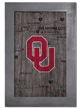 Oklahoma Sooners City Map 11x19 Sign