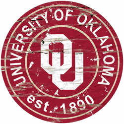 Oklahoma Sooners Distressed Round Sign