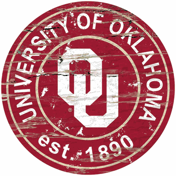 Oklahoma Sooners Distressed Round Sign