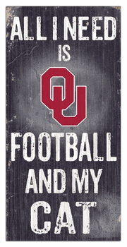 Oklahoma Sooners Football and My Cat 6x12 Sign