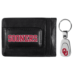 Oklahoma Sooners Leather Cash & Cardholder & Steel Key Chain