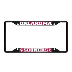 Oklahoma Sooners Metal License Plate Frame Black Finish