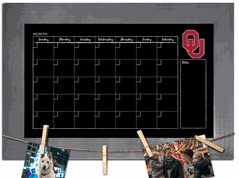 Oklahoma Sooners Monthly Chalkboard with frame & clothespins 11x19 Sign