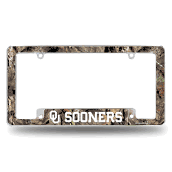 Oklahoma Sooners Mossy Oak 12" x 6" Chrome All Over Automotive License Plate Frame for Car/Truck/SUV