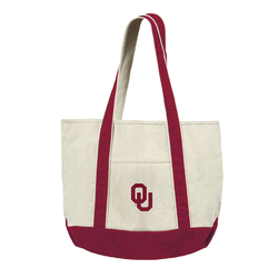 Oklahoma Sooners NCAA Canvas Tote with Colored Strap