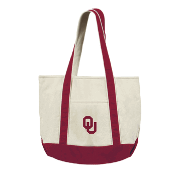 Oklahoma Sooners NCAA Canvas Tote with Colored Strap