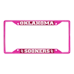 Oklahoma Sooners Pink Metal License Plate Frame - 6.25"x12.25"
