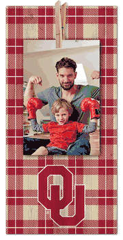 Oklahoma Sooners Plaid Clothespin 6x12 Sign